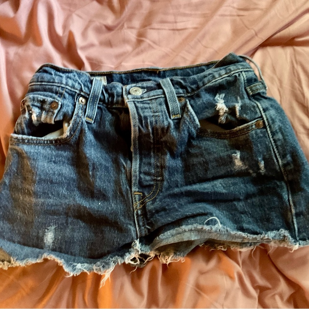 Levi's Blue Distressed Denim Shorts
